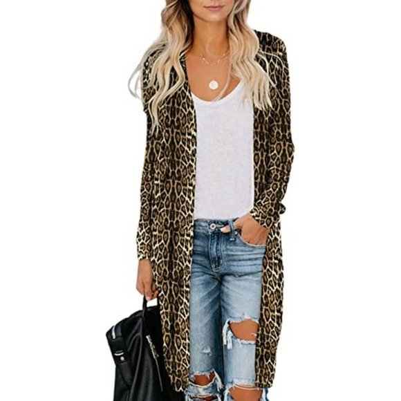 𝅺womens Fashion Casual Open Front Printed Cardigans Sweaters - Picture 1 of 5
